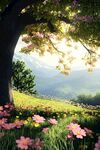 春日繁花樹下的夢(mèng)幻美景