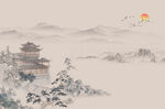 中式山水壁畫(huà)
