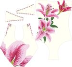 粉色花卉圖案連體泳衣設計