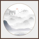 圓形水墨山水畫(huà)