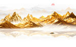 金箔山水畫背景墻