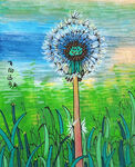 夢幻蒲公英于綠野綻放