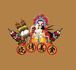 京劇風(fēng)濱城美食插畫(huà)