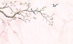 粉色大理石花鳥(niǎo)背景墻
