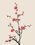 水墨紅梅圖