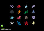 海洋動(dòng)物背景 海星 章魚(yú) 貝殼