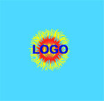 藍(lán)色背景上的多彩設(shè)計LOGO
