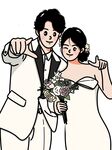 甜蜜新婚夫婦幸福合影