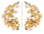 中國龍國潮雙龍戲珠雙龍彩色云紋