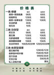價格表