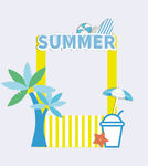 夏天促銷插畫人物海浪風(fēng)格售賣亭