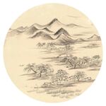 新中式水墨山水圓形裝飾畫