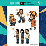 矢量夏日高溫預警烈日行人百態(tài)