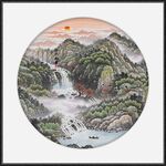 圓形國(guó)畫山水