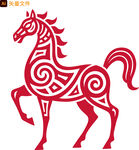 紅色中式風(fēng)格奔跑駿馬圖案