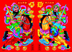 傳統(tǒng)彩色門神年畫圖案
