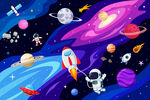 夢幻宇宙黑洞太空星球兒童背景墻