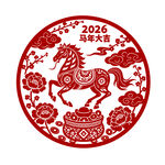 2026馬年玻璃貼花剪紙窗花