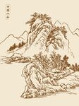 手繪矢量中國(guó)山水畫(huà)插畫(huà)