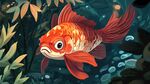 水中暢游的可愛金魚