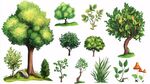 多樣樹木綠植插畫集合