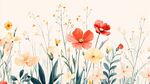 春日爛漫花卉水彩插畫