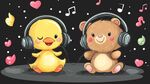 萌趣小鴨小熊共賞音樂