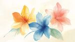 三色花卉水彩畫