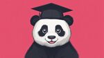 戴學(xué)士帽的可愛(ài)熊貓