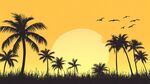 夕陽(yáng)下的椰林剪影美景