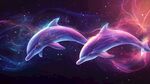 夢(mèng)幻雙海豚暢游璀璨星空