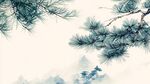 水墨青松圖 遠(yuǎn)山云霧間