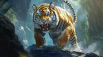 山林猛虎怒吼氣勢驚人