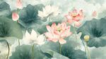 水墨風(fēng)荷花綻放圖