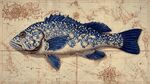 復(fù)古地圖上的藍(lán)花紋海魚