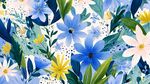 藍(lán)白花卉水彩清新圖案