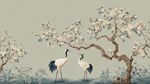 中式花鳥圖 雙鶴棲于繁花樹