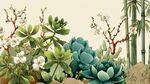 清新多肉綠植花卉組合圖