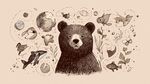 熊與海洋生物的夢(mèng)幻插畫(huà)