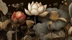 中式荷花圖繪
