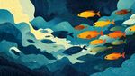 海洋中游動的多彩魚群