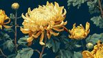 金黃菊花綻放于綠葉間
