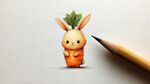 胡蘿卜小兔插畫鉛筆旁