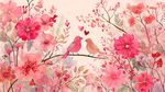 花鳥相依的浪漫春日?qǐng)D景