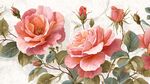 復(fù)古風(fēng)粉色玫瑰花卉圖案