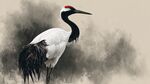 丹頂鶴獨(dú)立水墨風(fēng)圖景
