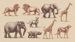 手繪野生動物集合圖