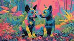 色彩斑斕雙犬的奇幻叢林