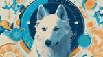夢(mèng)幻白狼置身奇幻圖案中