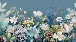 清新藍(lán)調(diào)花卉植物插畫